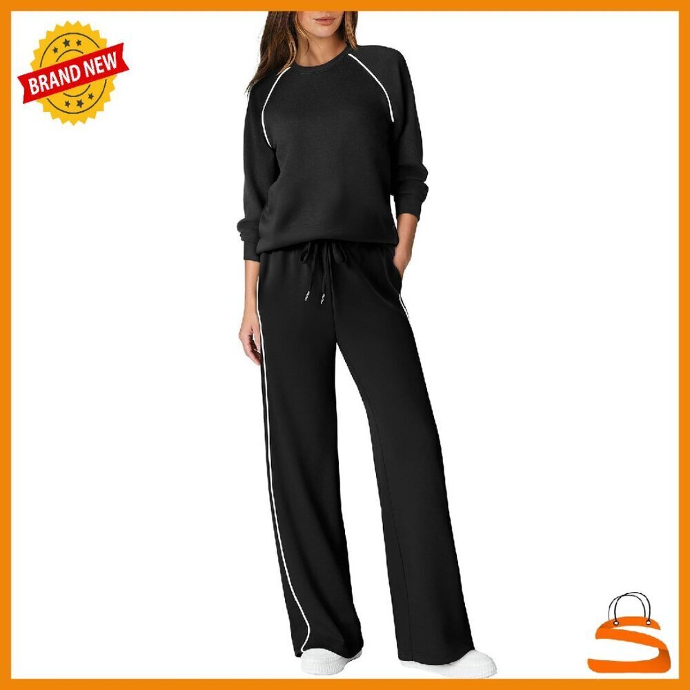 Women's 2-Piece Lounge Set Wide Leg Sweatpants Comfortable Tracksuit